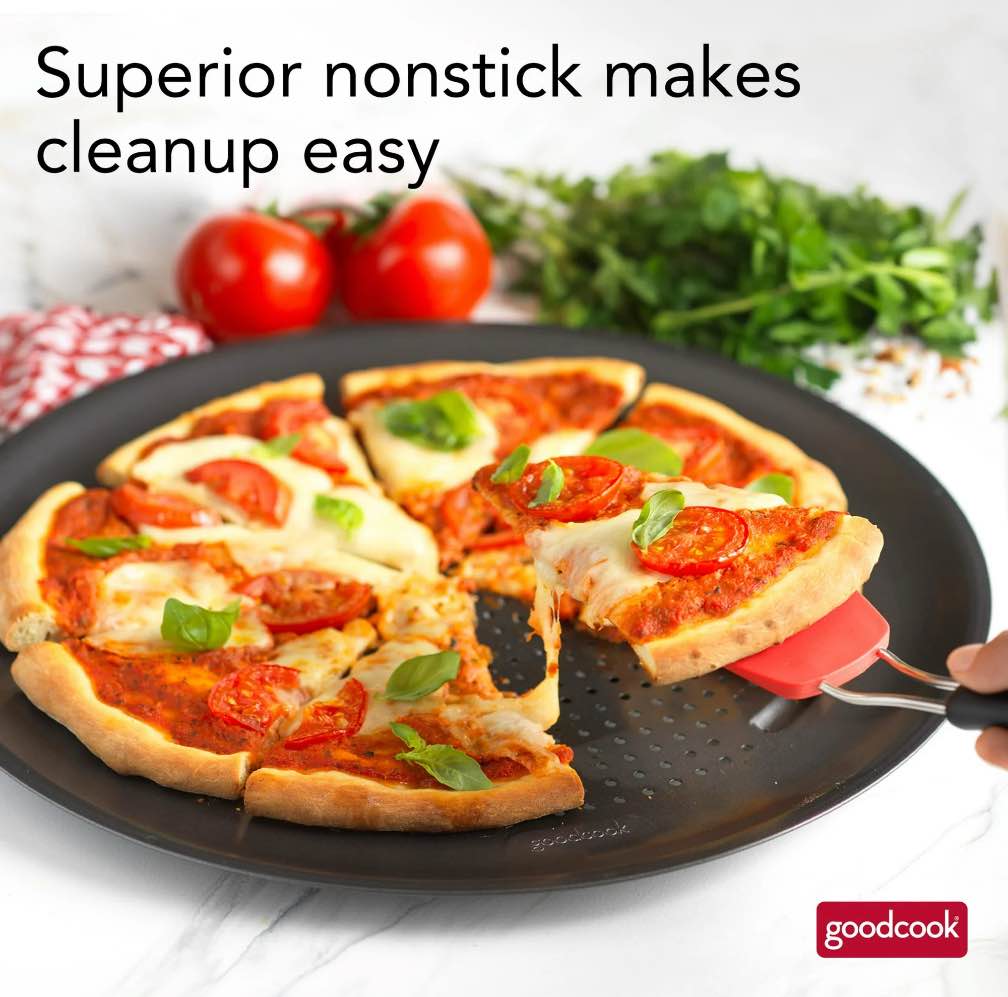 goodcook airperfect 15.75 in. carbon steel nonstick large pizza pan 04497