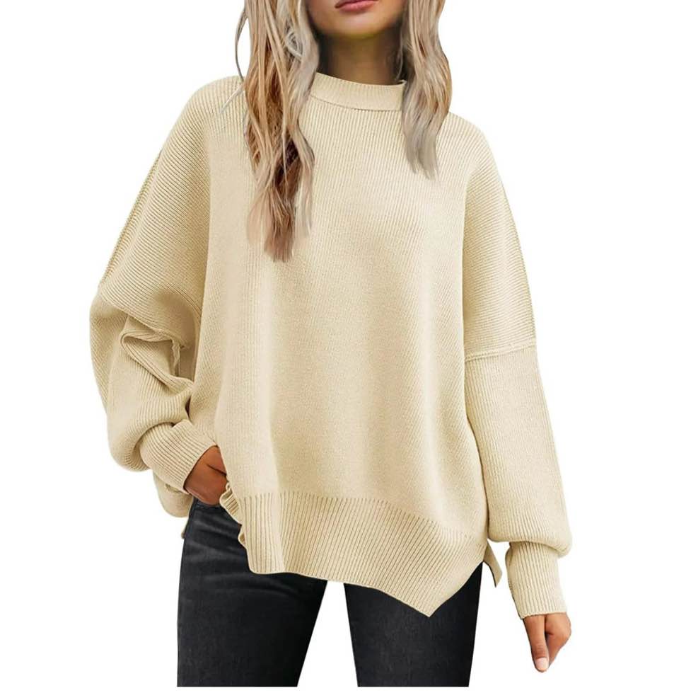SUNBS Oversized Sweaters for Women Winter Crewneck Pullover - Cozy Knit Long Sleeve Top Casual Loose Fit Clothes
