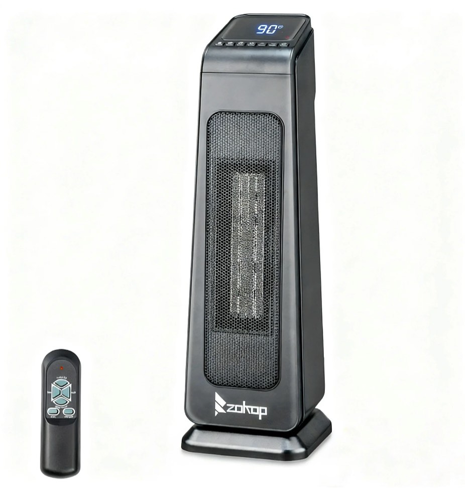 Ktaxon Space Heater Indoor,23" Portable Electric Heater with 3 Heat Settings, 70° Oscillation, Timer, Remote Control, Tip-Over Switch,Quiet Portable Heater for Office, Bedroom, Large Room,Black