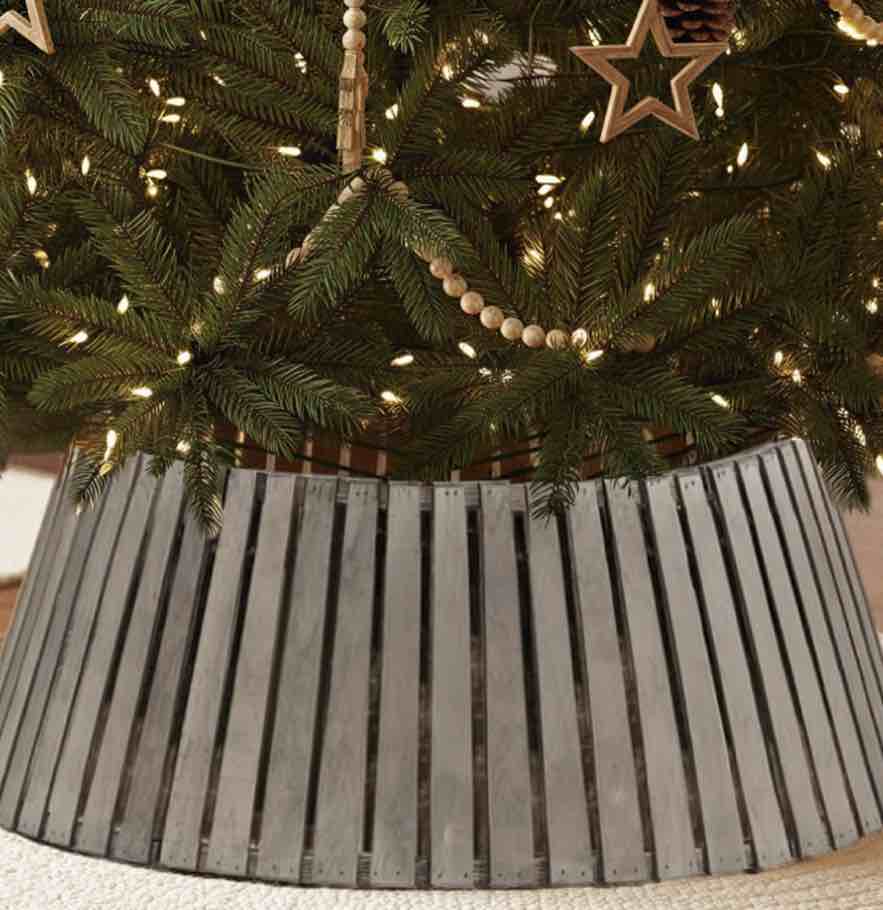 Stephan Roberts 27.95 in Slated Wood Tree Collar, Natural Burned Smoke Gray