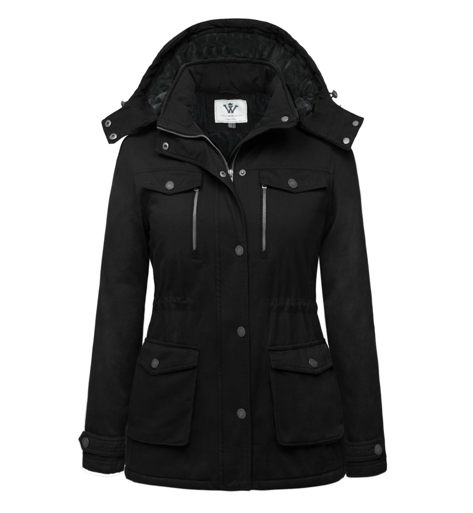 WenVen Women's Puffer Jacket Quilted Winter Coat Warm Hooded Winter Jacket Black 3XL