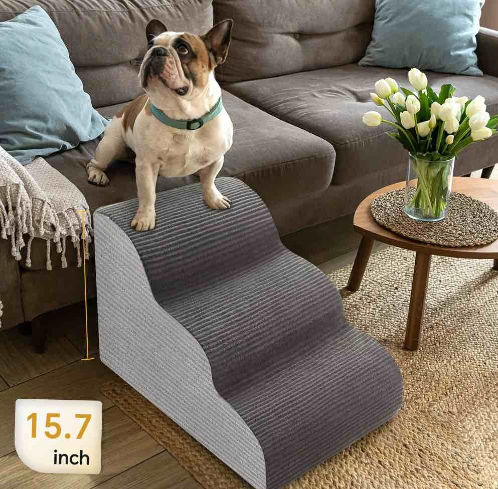 excibubblebearbb 3-tiers dog stairs & ramp suitable for beds and sofas, pet stairs of height suitable for small dogs and cats