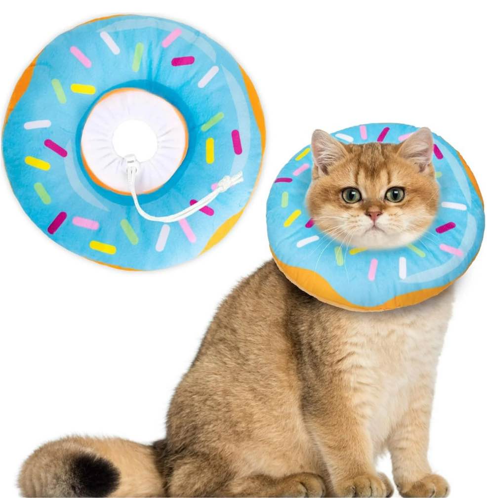 Cat Cone Collar Soft, Adjustable Donut Cat Recovery Collar for Wound Healing, Prevent Licking Wounds