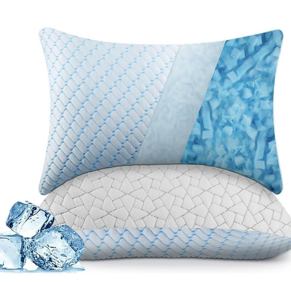 Puredown Memory Foam Pillows Standard Size Set of 2?Temperature Regulating Reversible Summer Cooling Pillow for Sleeping, 2 pack Adjustable Cube Pillow for Side Sleepers, Back, Stomach, Hot Sleepers