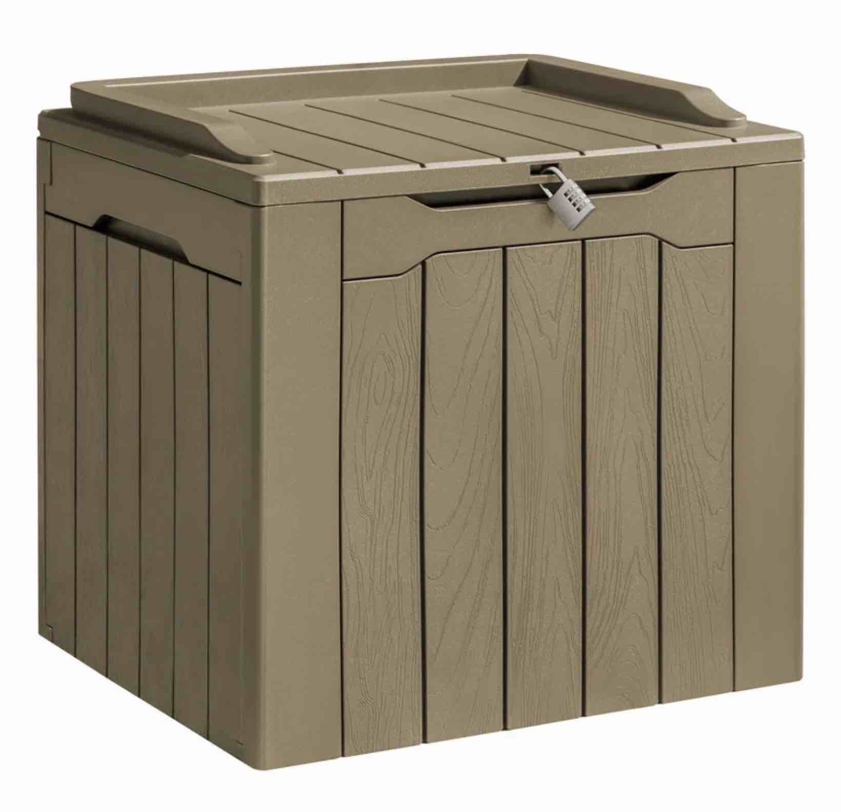 Homall 31 Gallon Outdoor Deck Box In Resin with Seat, Light Coffee