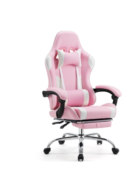 EDX Ergonomic Gaming Chair High Back Office Chair with Lumbar Support and Adjustable Armrests Swivel Racing Chair, Pink and White