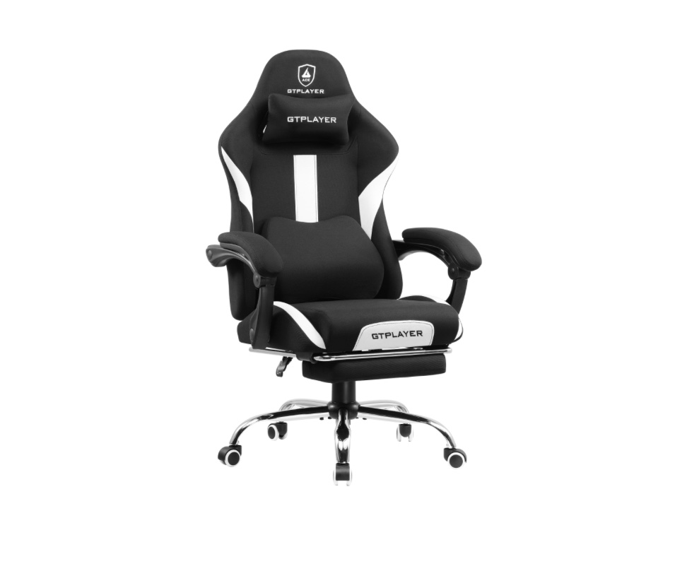 GTPLAYER Ace ProMotion Fabric Gaming Chair with Footrest, Black