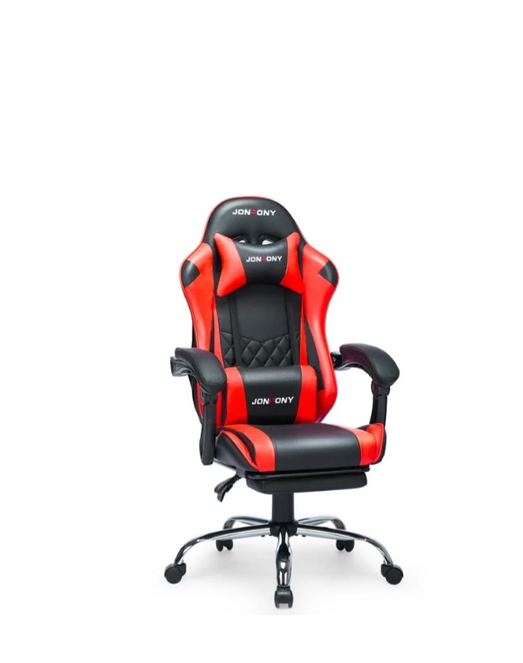 JONPONY Big and Tall 400LBS Gaming Chair, Ergonomic Design, Gamer Chair PU Leather with Footrest and Lumbar Support, High Back Office Chair Support 8 Hours Long Sitting, Computer Chair,Red