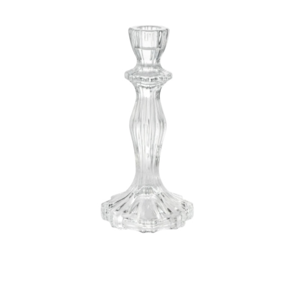 2 pieces The Pioneer Woman 8” Decorative Clear Glass Taper Candle Holder, Large