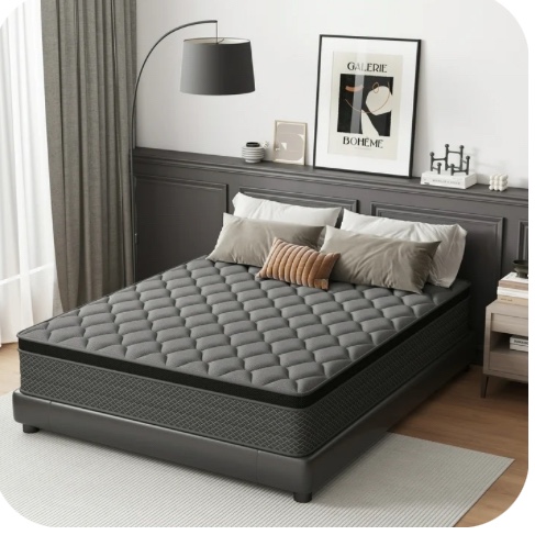 mocangtu 12" queen hybrid mattress in a box, gel memory foam with individually wrapped pocket coils, medium firm, pressure relief, cooling sleep support