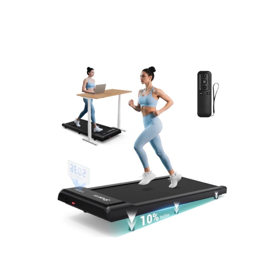 Dprodo Walking Pad with 10% Incline,Walking Pad Treadmill for Home Office,2.5 HP Under Desk Treadmill with LED Display & Remote,265 Lbs Capacity