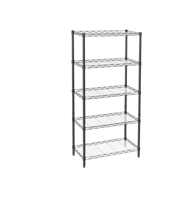 taimasi 5-shelf adjustable heavy duty steel wire rack storage shelving organizer for kitchen, garage, 23.62" l x 13.77" w x 59.05" h, black