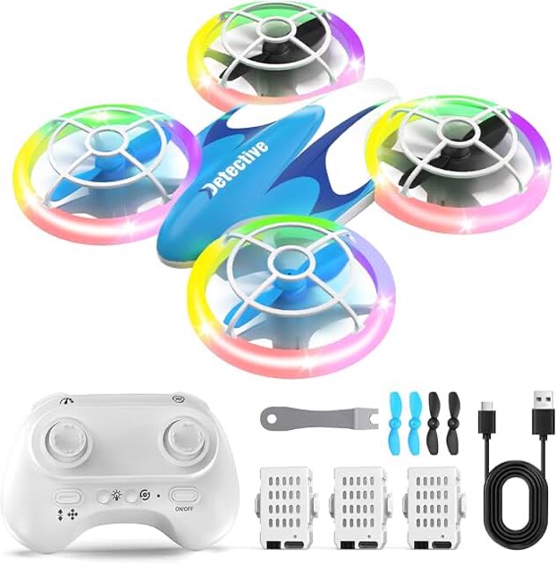 BlueFire Mini Drone for Kids Ages 6+, RC Drone with Fancy LED Light Show, 360° Flips, Altitude Hold,