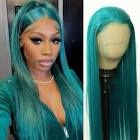 DARKPIG Blue Green Synthetic Lace Front Wig Blue Lace Front Synthetic Wig Pre Plucked Natural Hairli