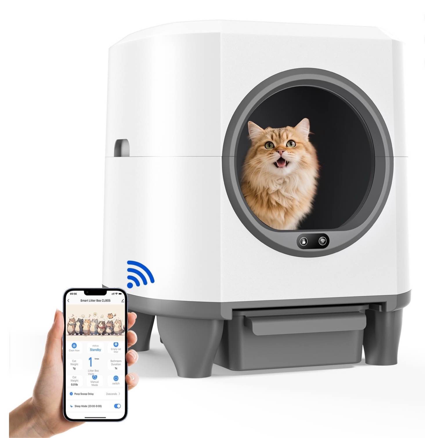GOOVI Self Cleaning Cat Litter Box Smart Automatic Litter Box with App Control, White