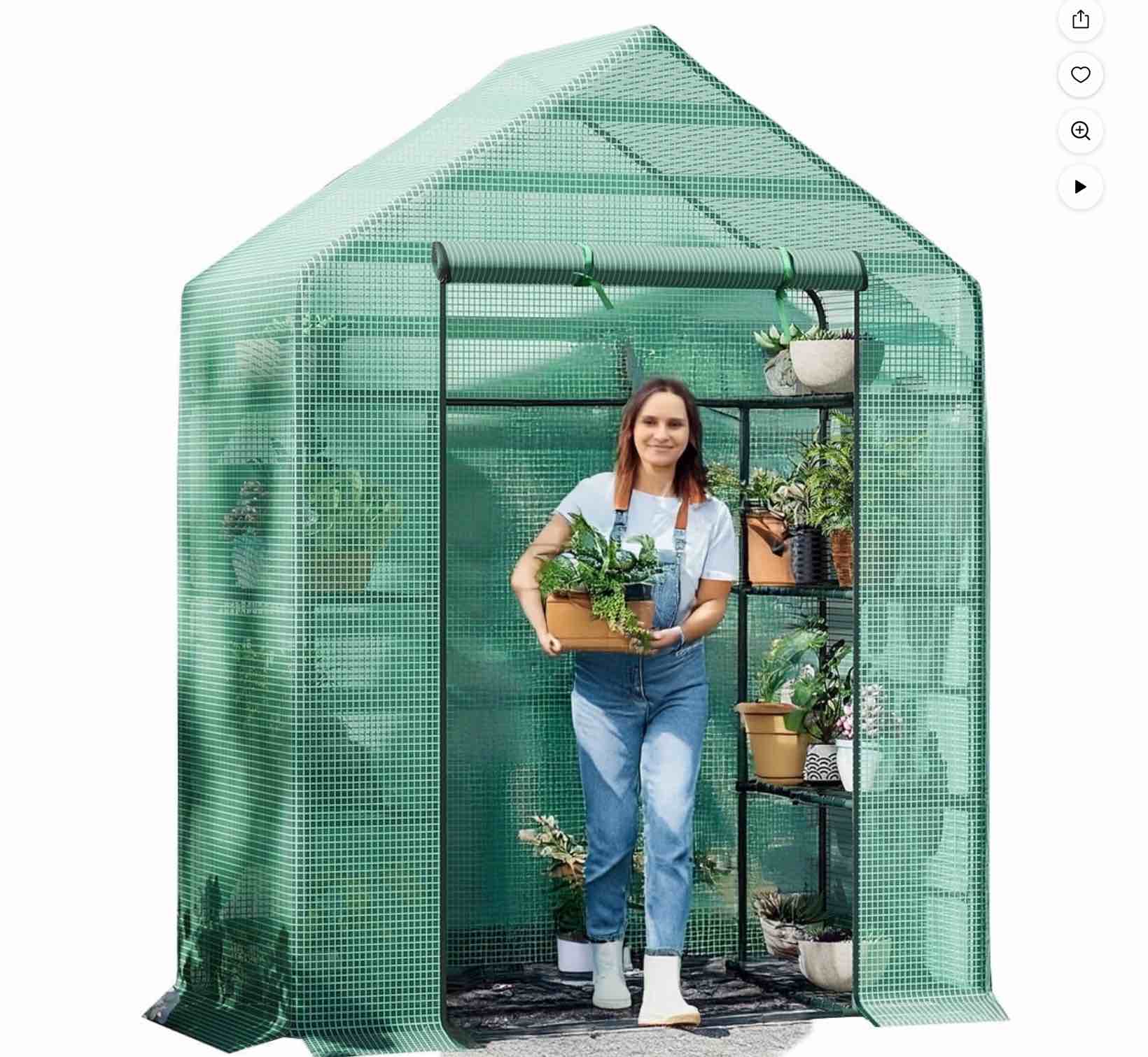 29 x 56 x 75  Walk-in Greenhouse - Thicken PE Cover & Heavy Duty Frame. Durable 3-Tier 4-Shelf Plant House for Patio  Backyard  Outdoor. ESL Greenhouses