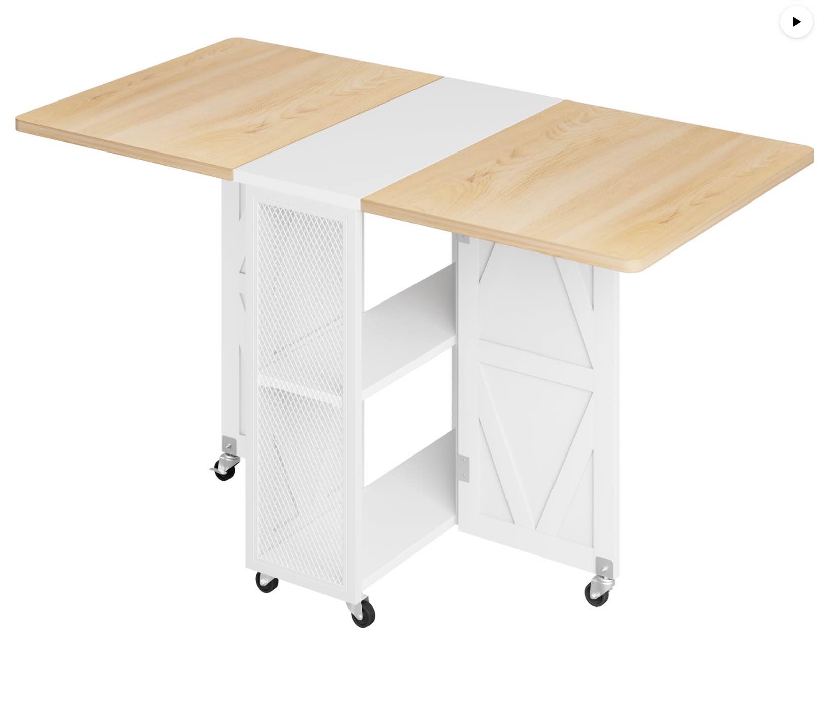 cocosity space saving versatile folding kitchen dining table with wheels & storage shelf for small apartment