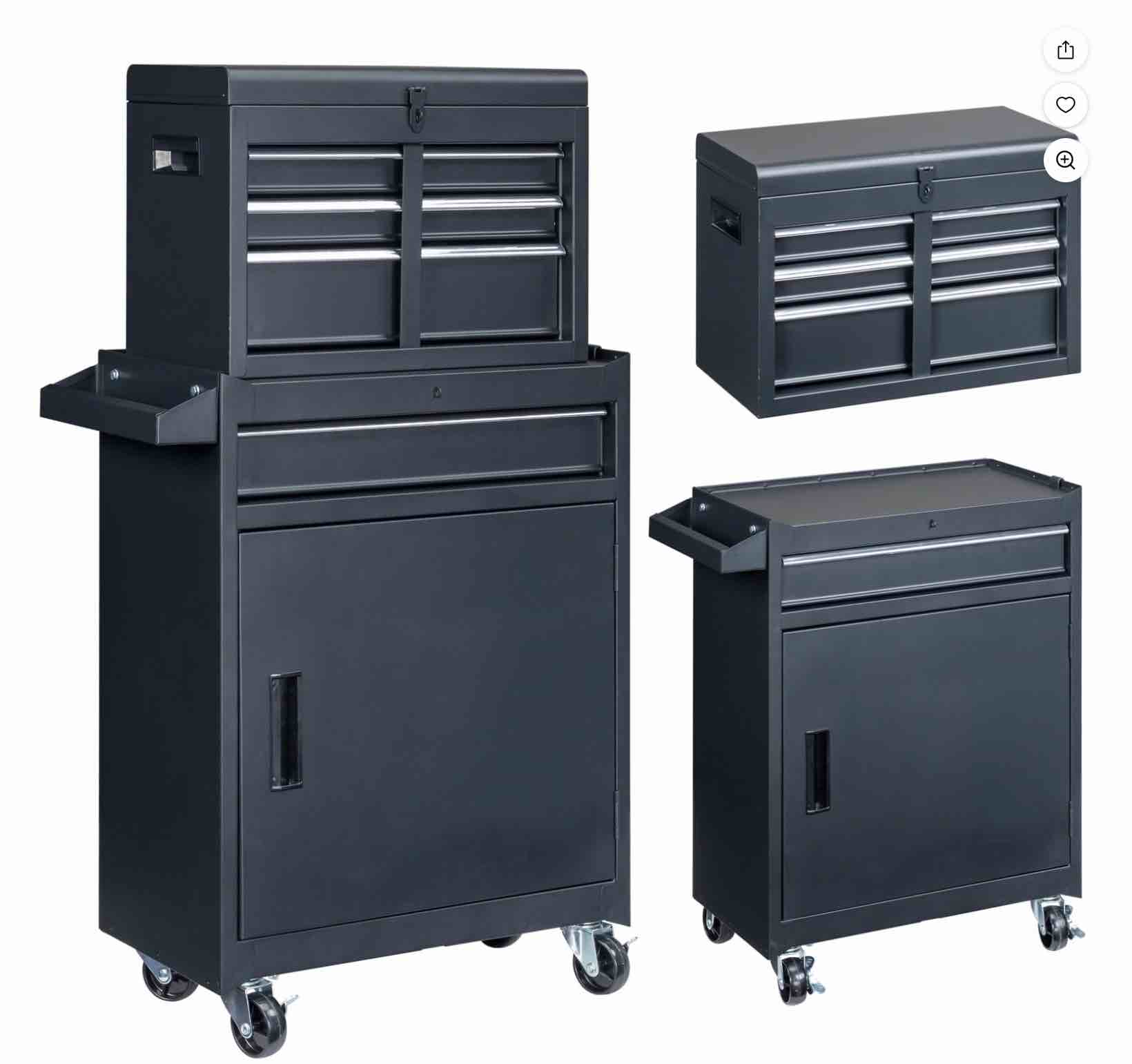 ktaxon 4-drawer 2-in-1 rolling tool chest storage cabinet, mechanic tool organizer box, 23.2" l x 11" w x 40.2" h, black