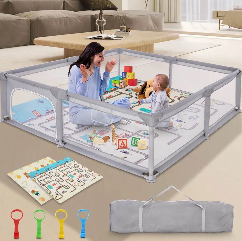 "XDMTWLKJ Large Baby Playpen with Crawling Mat, Oxford Cloth, 79""x71"""