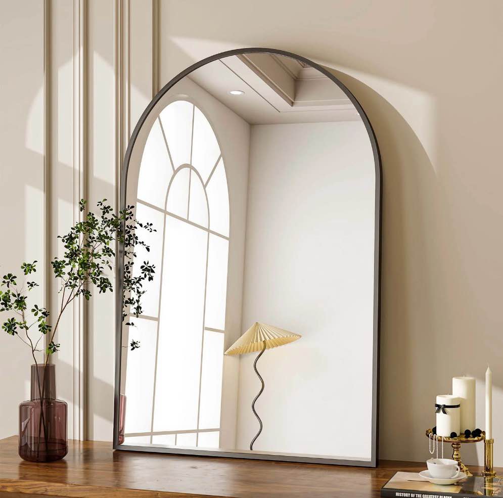 BEAUTYPEAK 24 x 36  Bathroom Mirror Wall Vanity Arched Mirror  Black