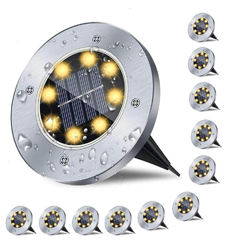 Solar Ground Lights, Waterproof Solar Garden Lights, Upgraded Outdoor Garden Waterproof Bright in-Ground Lights, Landscape Lights for Pathway,Yard,Deck,Lawn,Patio,Walkway (12 Pack Warm Light)