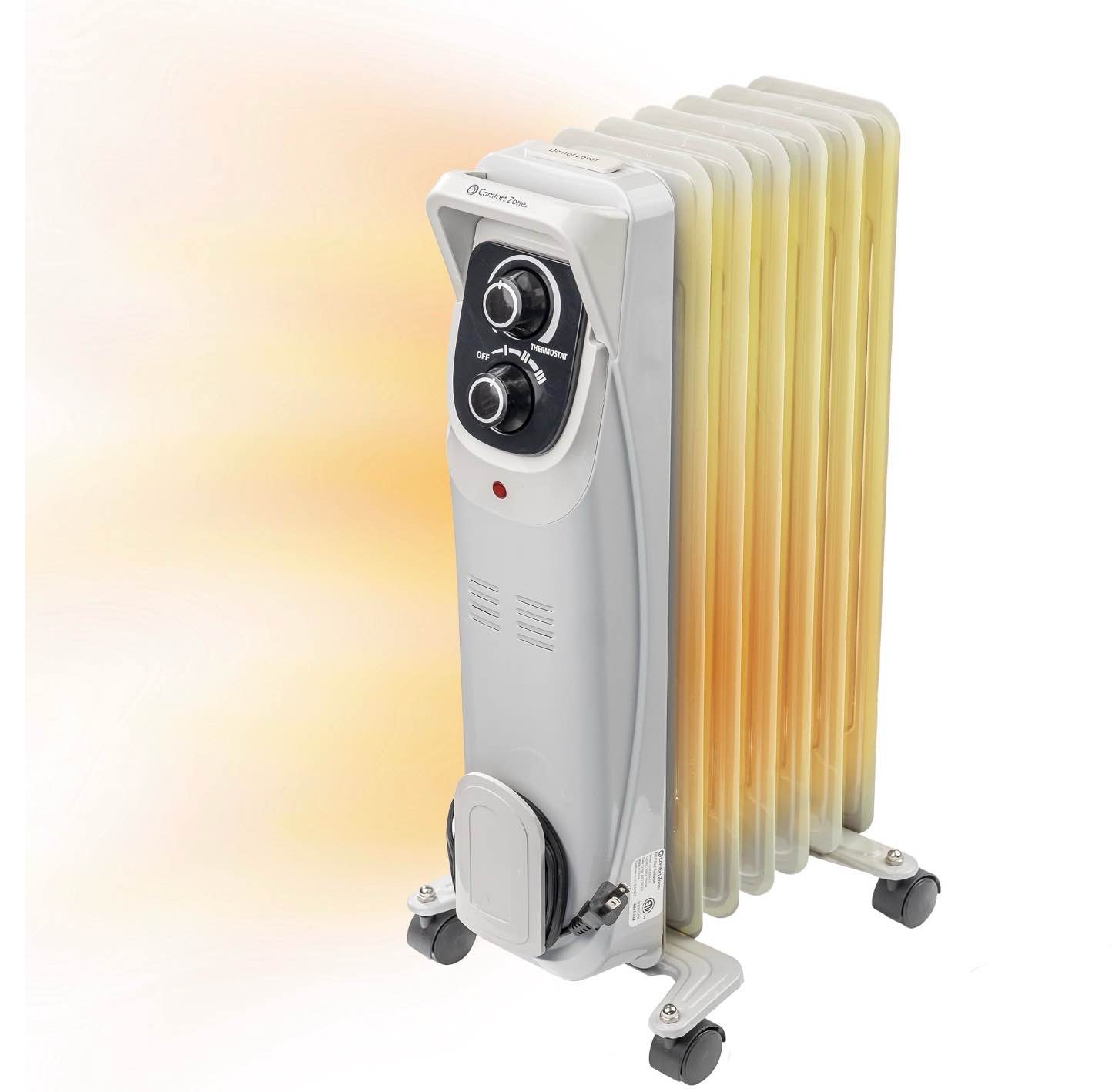 Comfort Zone Oil-Filled Radiator Space Heater  Radiant  Electric  Never Refill  Adjustable Thermostat  Tip-Over Switch & Overheat Protection System  Ideal for Home  Bedroom  & Office  1 500W  CZ8008N