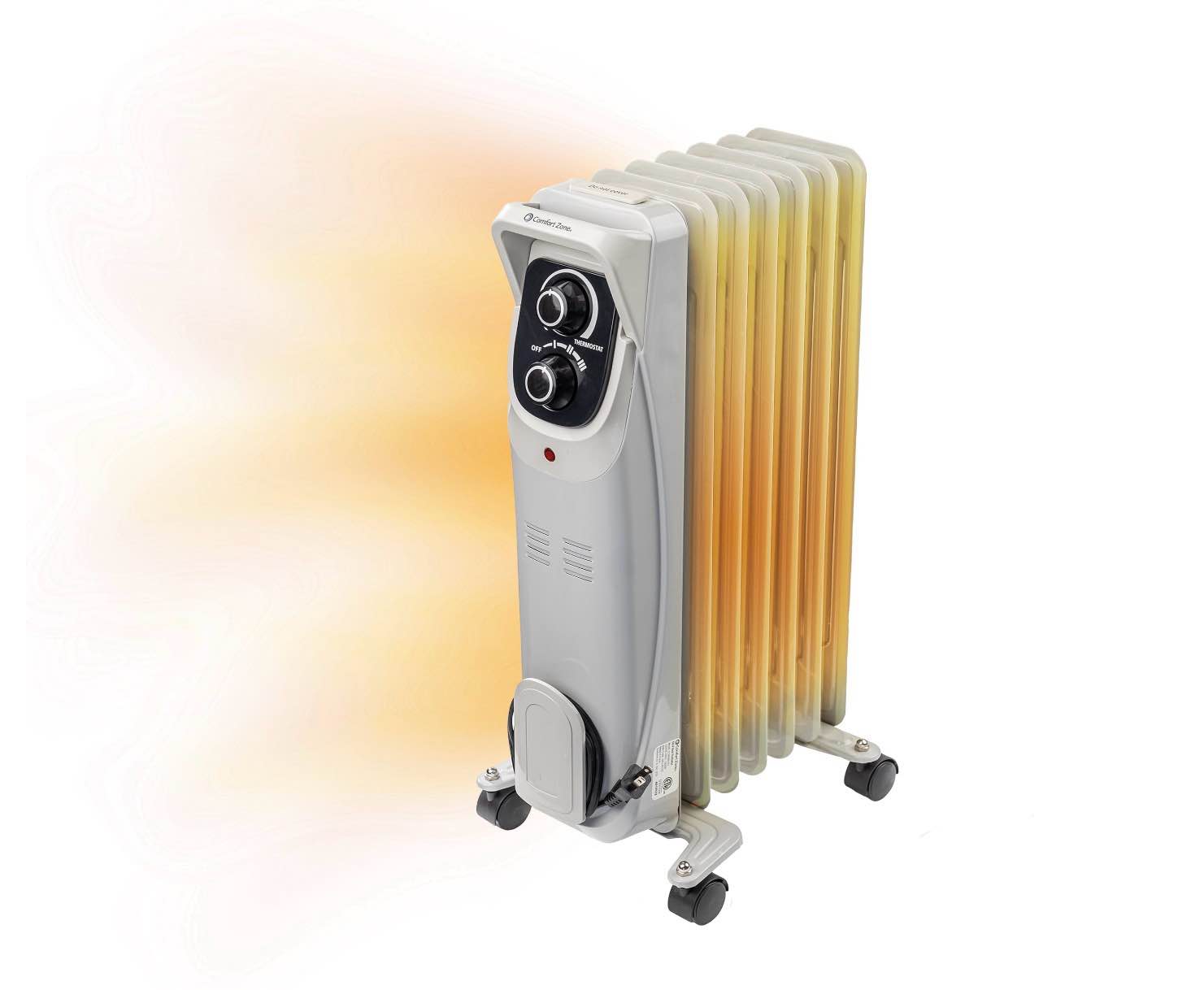 Condition photo showing New/Like New for Comfort Zone Oil-Filled Radiator Space Heater  Radiant  Electric  Never Refill  Adjustable Thermostat  Tip-Over Switch & Overheat Protection System  Ideal for Home  Bedroom  & Office  1 500W  CZ8008N