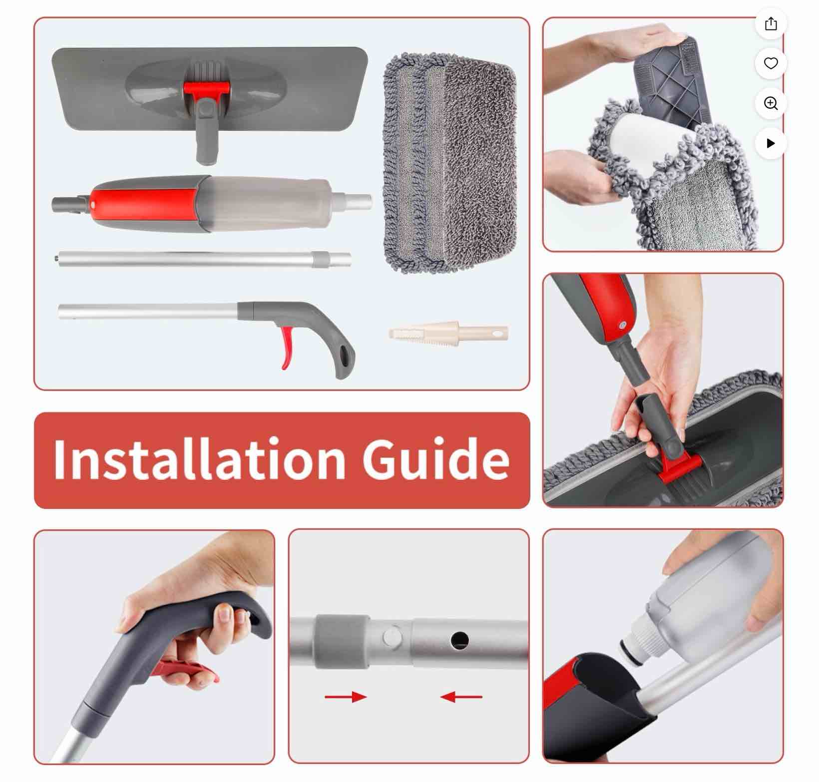 Condition photo showing New/Like New for SUGARDAY Microfiber Spray Mops for Floor Cleaning Wet Dry Dust Hardwood Kitchen Floor Mop