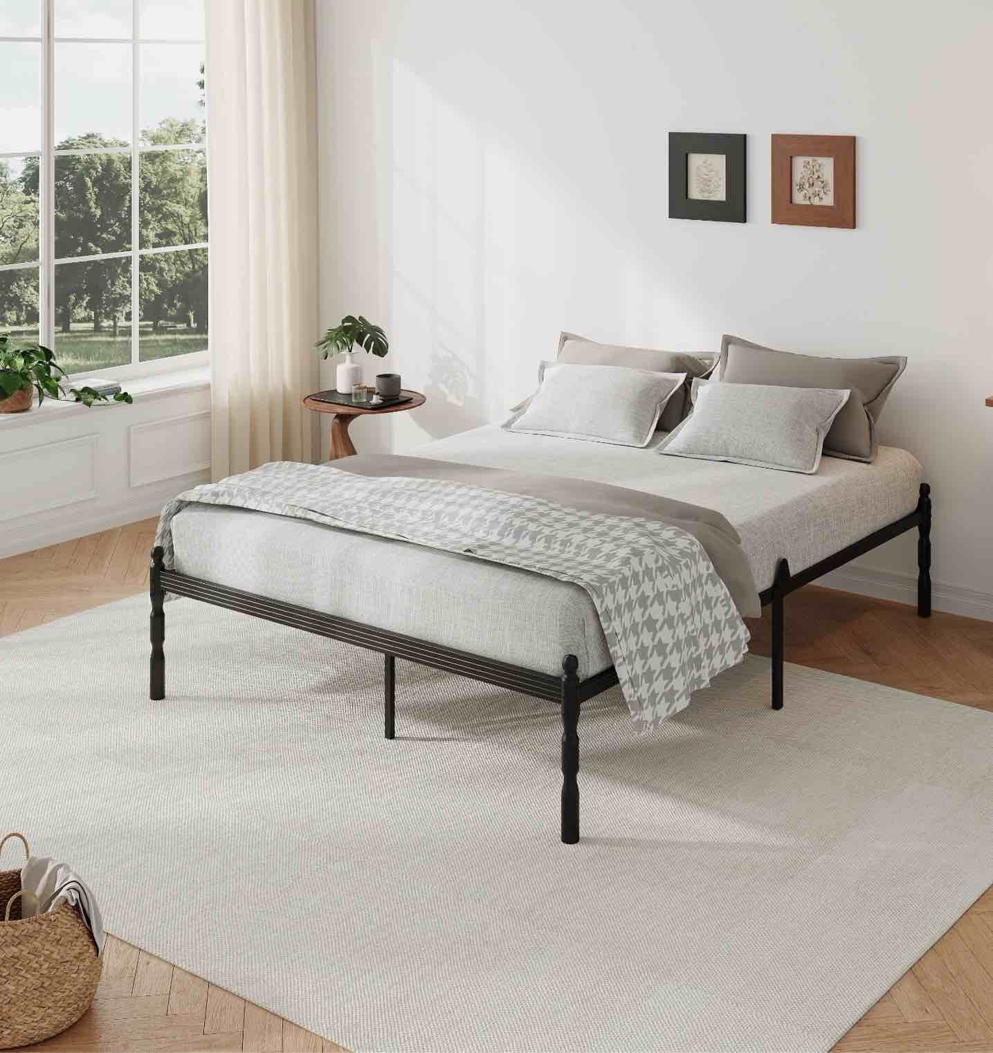 Condition photo showing As Is for QFTIME 14" Queen Metal Bed Frame with Mattress Non-Slip Stoppers, No Box Spring Needed