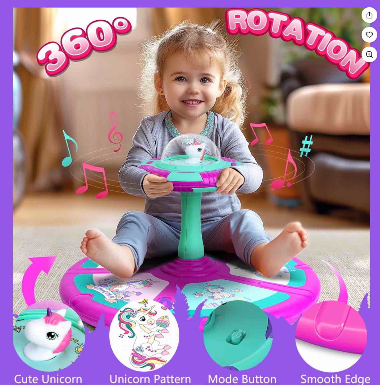 Condition photo showing Good Condition for TPUFO Sit and Spin Toy for Toddlers Age 1 2 3 4 with LED & Music, 360° Spin Seat Kids Toy for Boys Girls Christmas Birthday Gift Ages over 18 Months