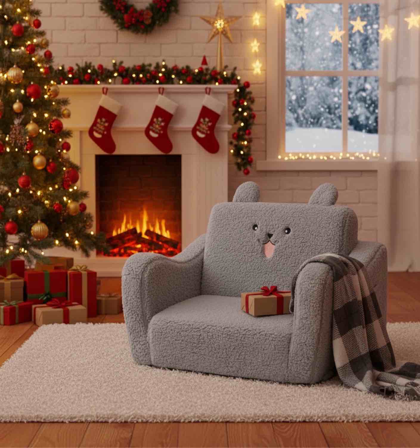 Condition photo showing Good Condition for AILEEKISS Toddler Sofa Chair, 2-in-1 Foldable Baby Couch Flip Open Sofa Bed for Playroom, Grey