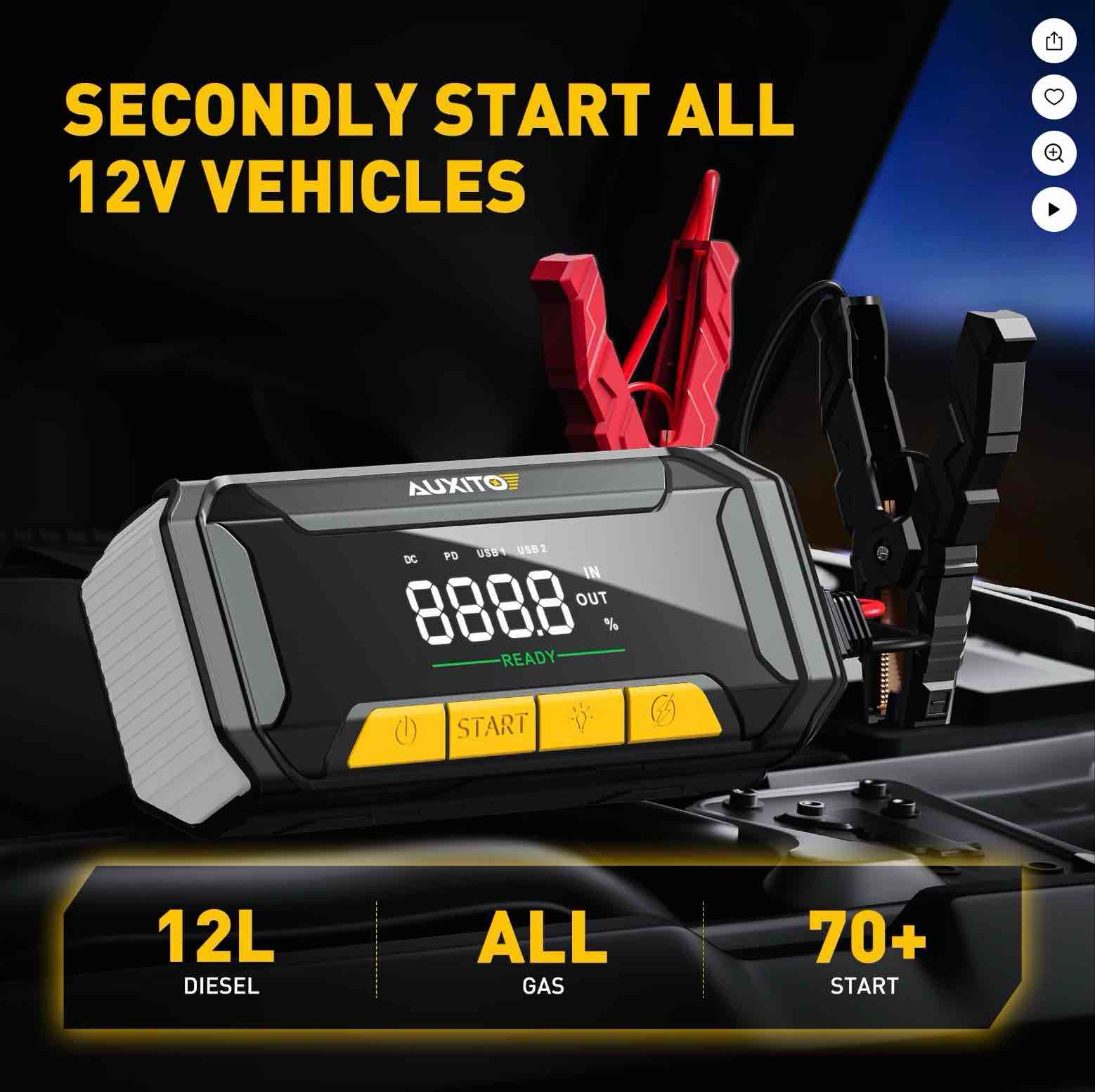 Condition photo showing New/Like New for AUXITO Jump Starter 8000A Peak Jump Box(All Gas up to 10.0L Diesel Engine) 12V Car Portable Battery Jump Starter  Auto Battery Booster Pack with 3-Mode Flashlight