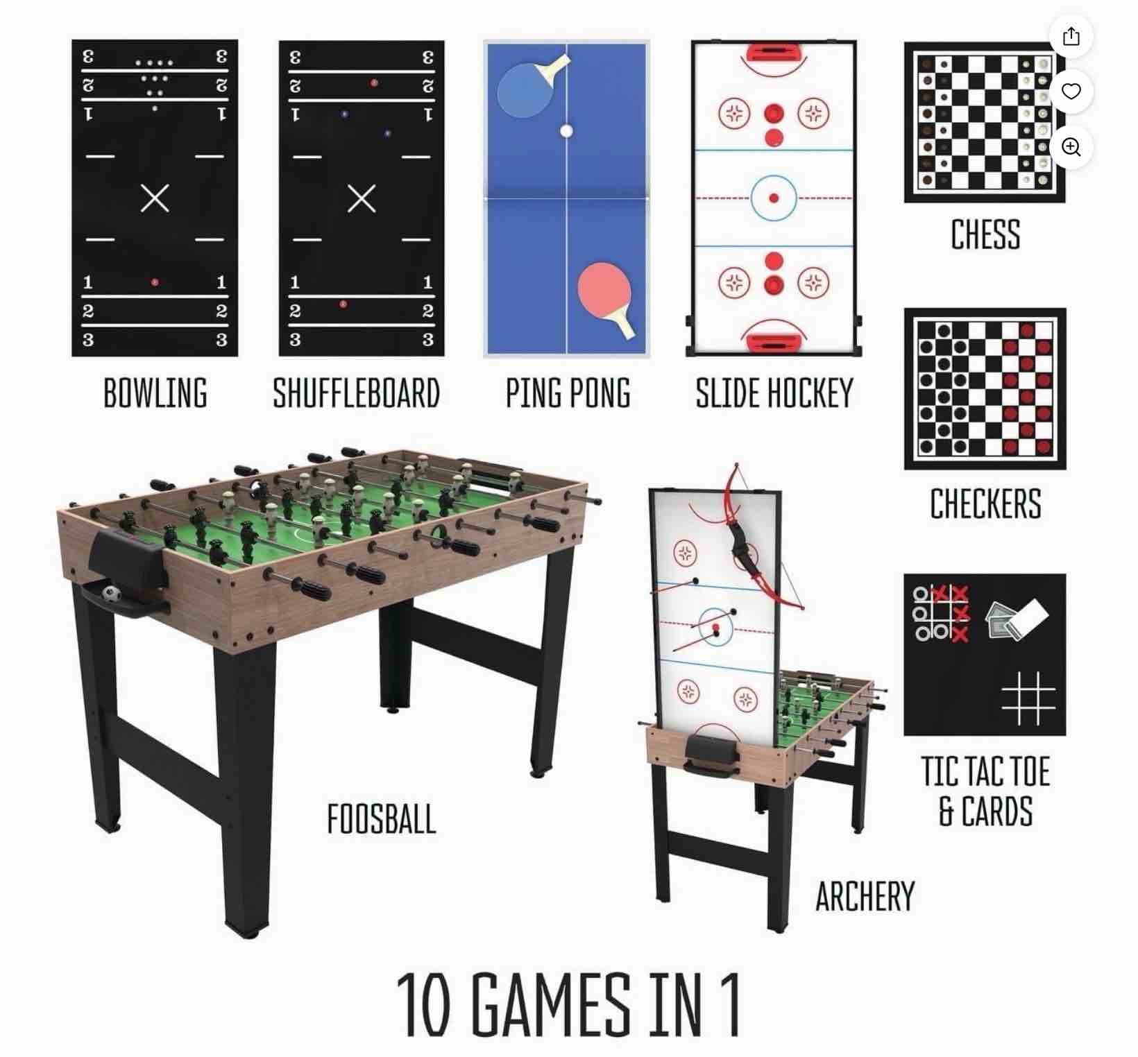 Condition photo showing As Is for Realplay Tzumi 10-in-1 Multi Game Table for Arcade Games with Basketball, Foosball, Ping Pong, and More