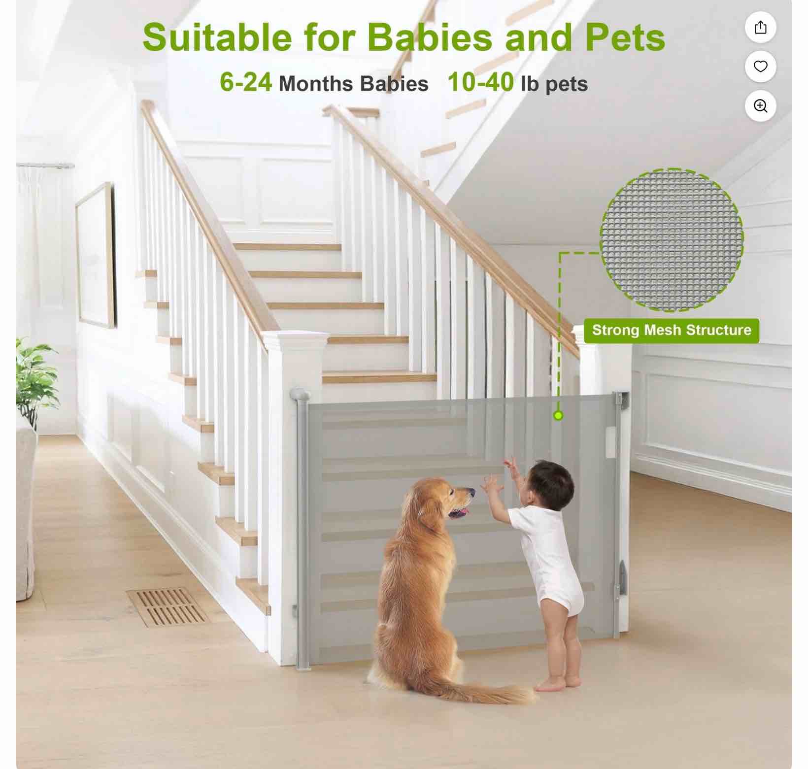 Condition photo showing Good Condition for Vomeast Retractable Gates,Extends up to 55in Wide,37.4in Tall Baby Safety Gates Dog Gate for Doorways Stairs(Grey)