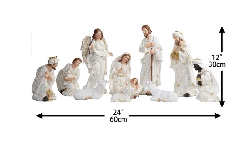 Condition photo showing New/Like New for Nativity Set Christmas Indoor 12.5 inch 11 Pcs Scene Statue Figurines Jesus Manger Crib Gift Catholic Religious Decor