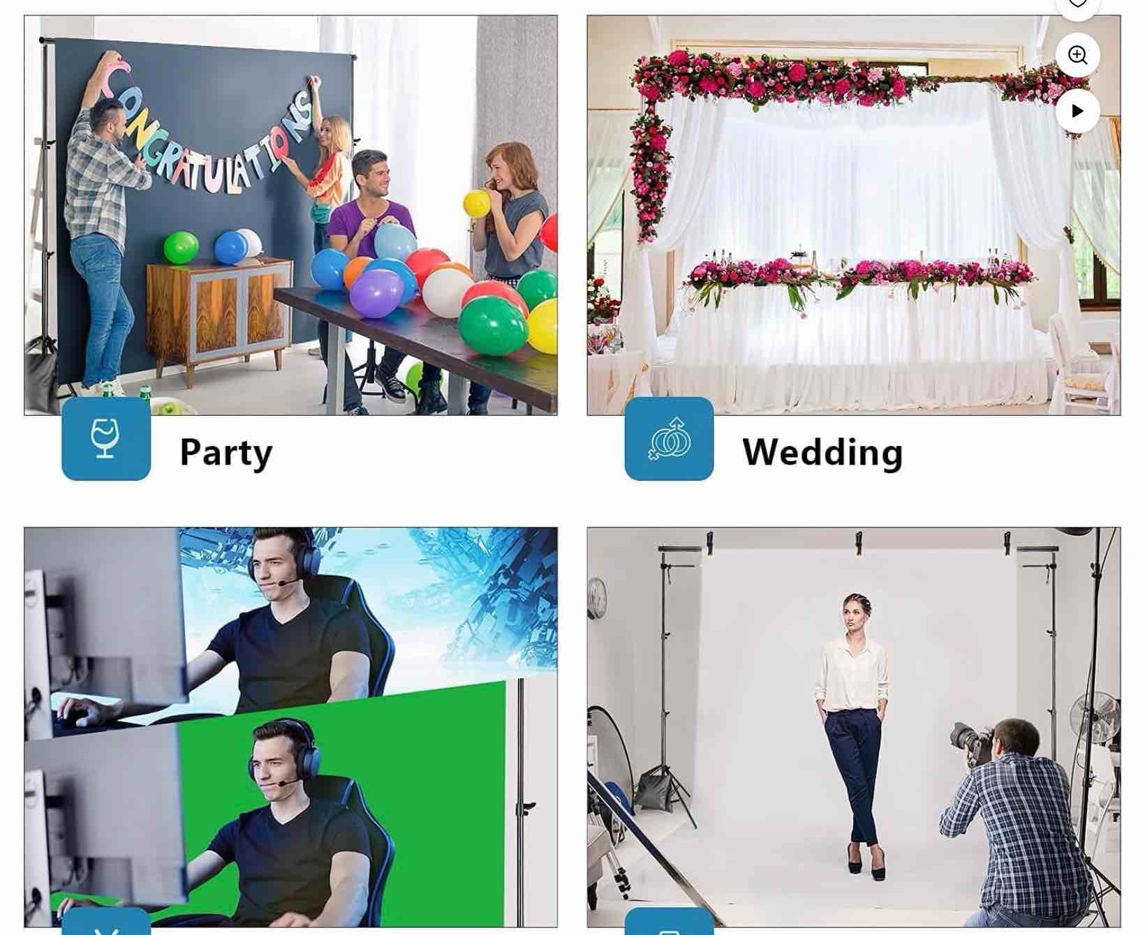 Condition photo showing Good Condition for Backdrop Stand, 7.5 FT x 10 FT Adjustable Photography Background Support System Kit with Carrying Bag for Parties, Wedding, Photography, Advertising Display