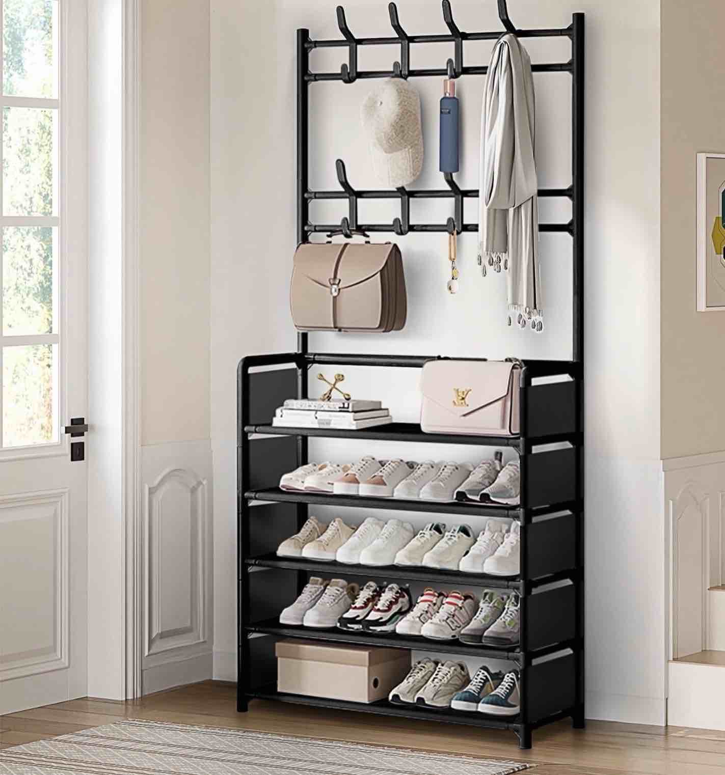 Brochao 5-Tier Dust-Proof Freestanding Shoe Rack  Black