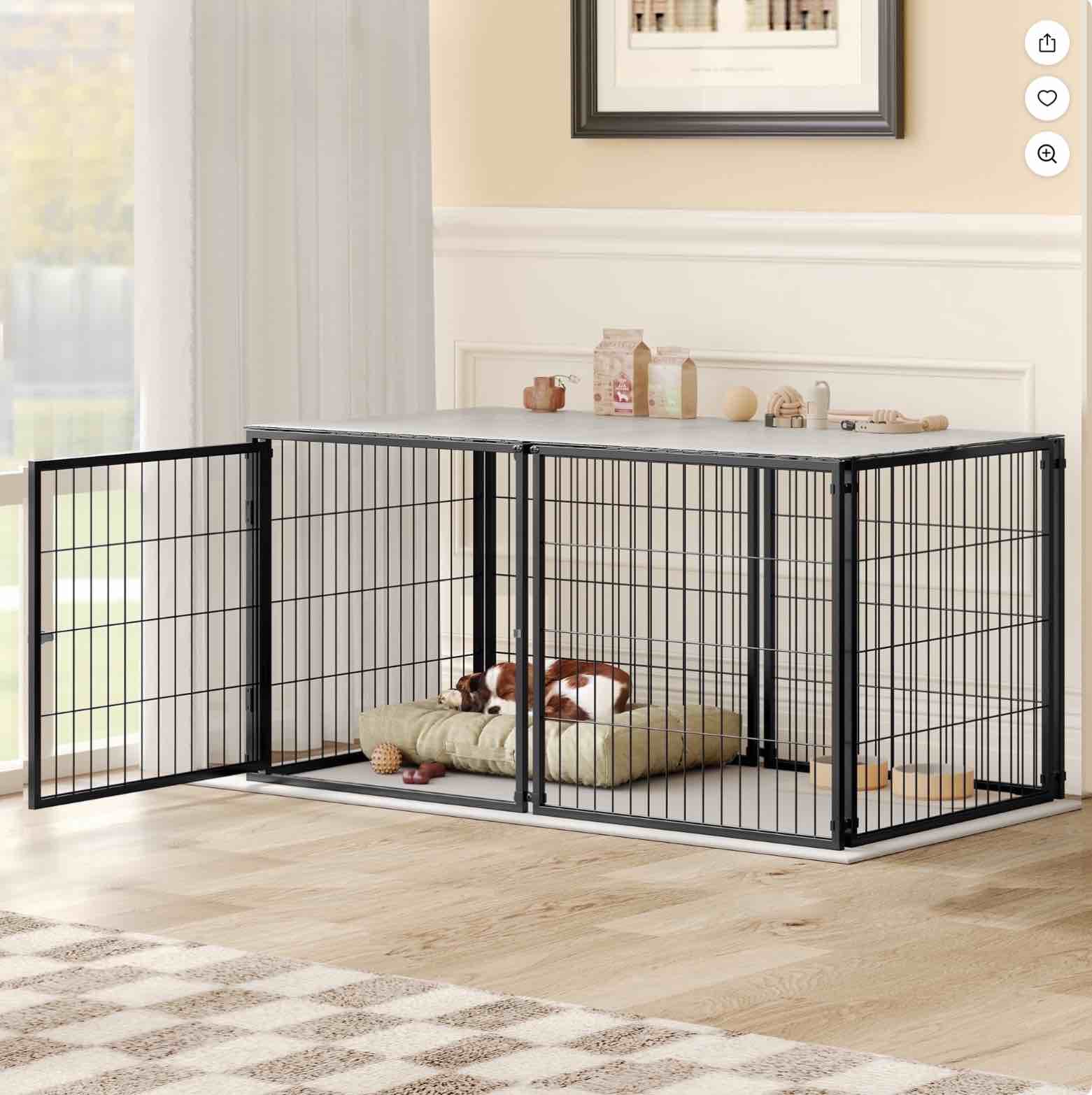 large dog cage 48" dog kennel for medium dogs puppy dog playpen with top, pet cage, indoor, black.48"l x 26.3"w x 23.8"h.