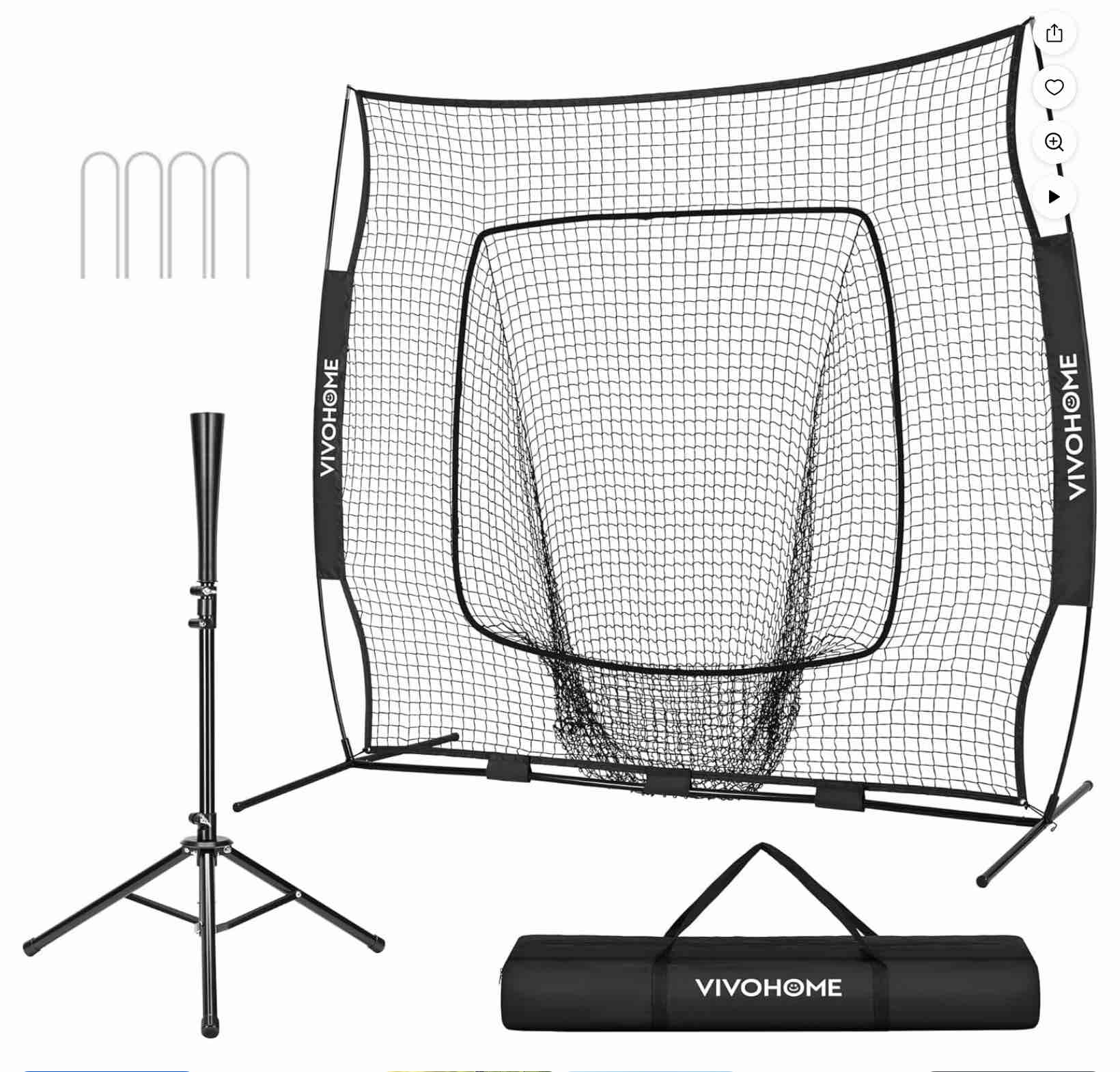 specstar 7x7ft baseball softball practice net with strike zone target tee and carry bag