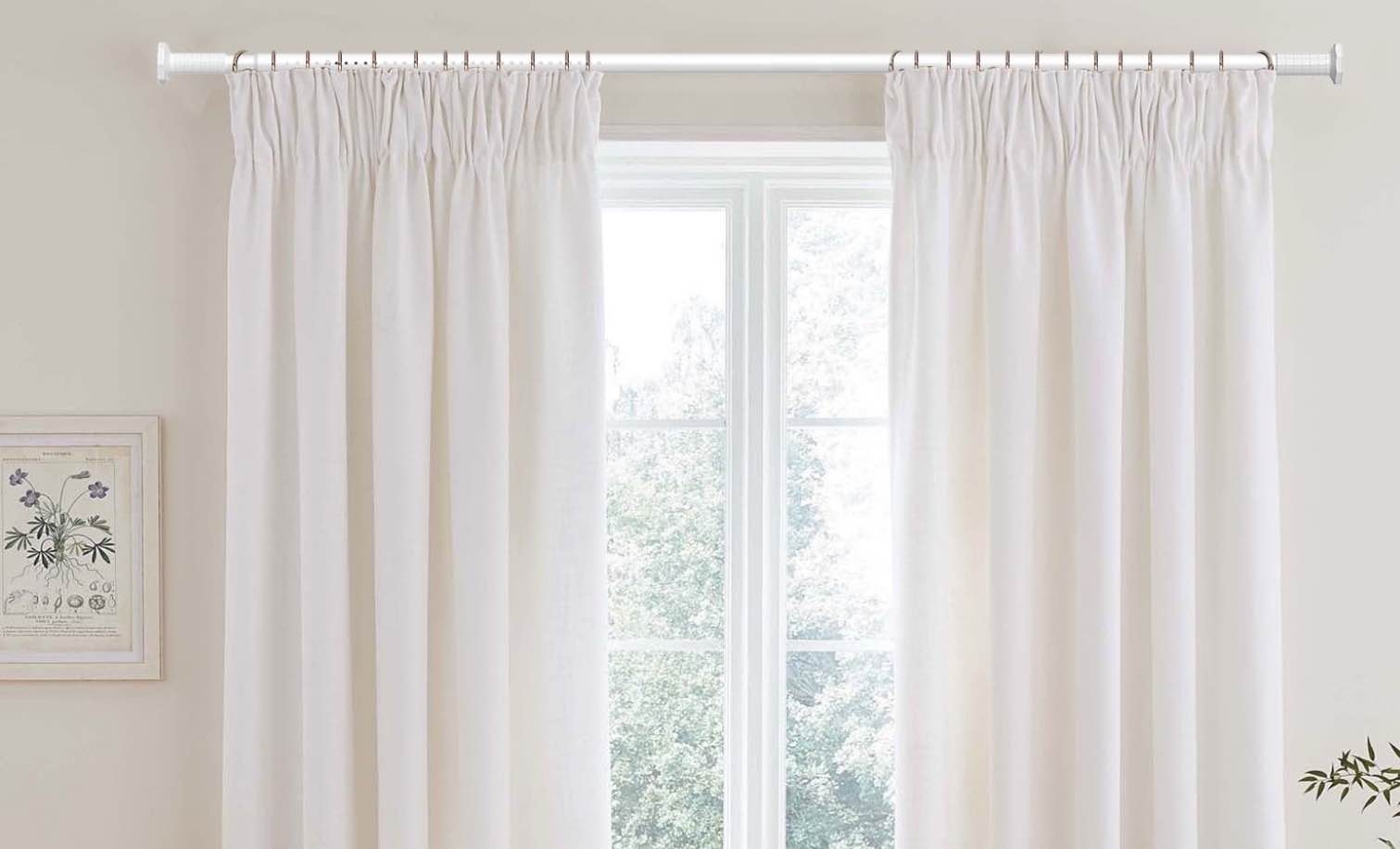 GIRACOA Octagon Tension Curtain Rod 51-148 Inches  Heavy Duty No Drill Adjustable Rod with 12 White Rings  Matte White