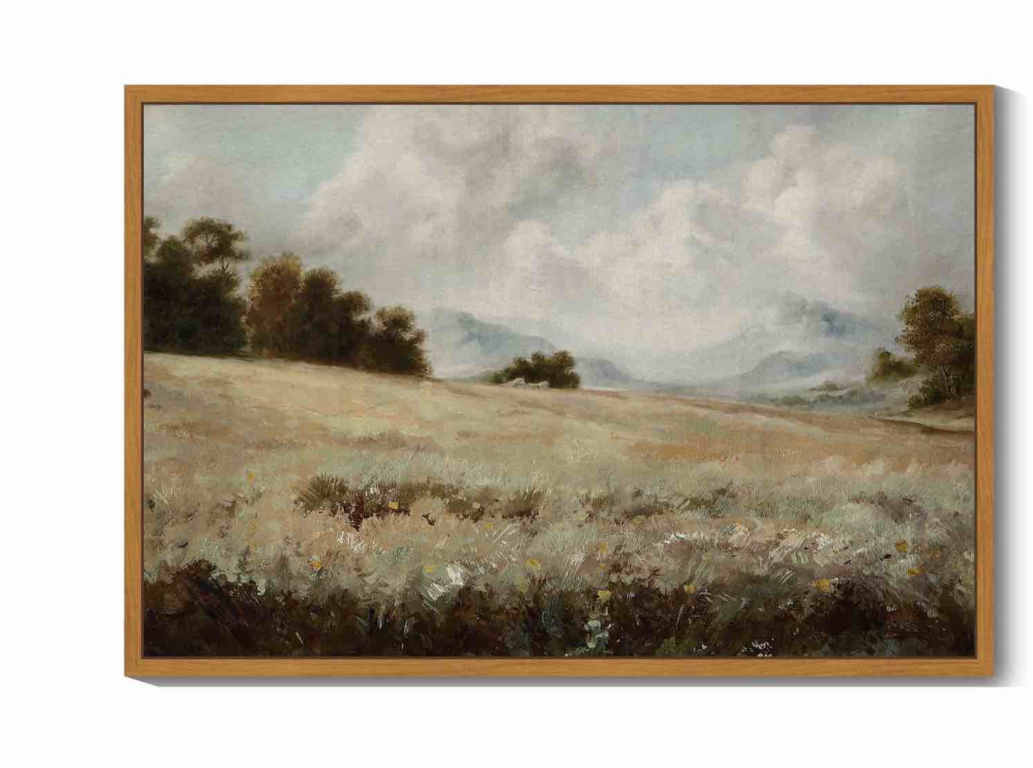 drsoum vintage 24x36in natural framed landscape canvas wall art grassland classic wall prints modern farmhouse hallways dining rooms bedroom living rooms decor