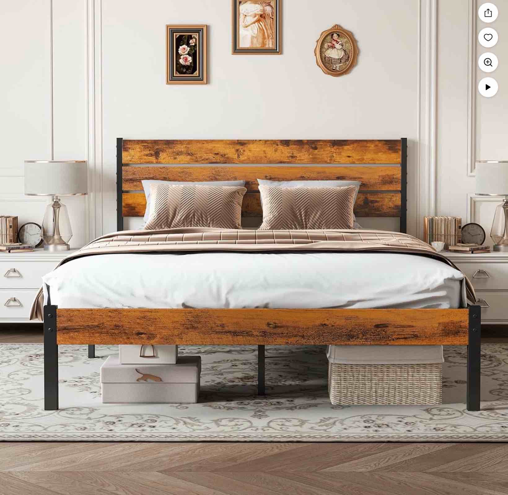 concetta full size bed frame with headboard, solid and stable, noise free, no box spring needed, easy assembly
