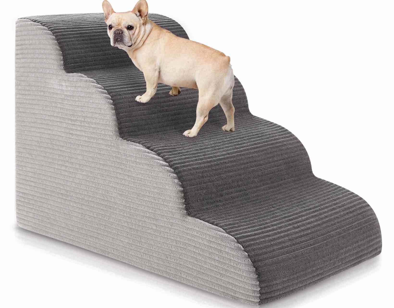 4-Tiers Dog Stairs & Ramp Suitable for Beds and Sofas, Pet Stairs of Height Suitable for Small Dogs and Cats