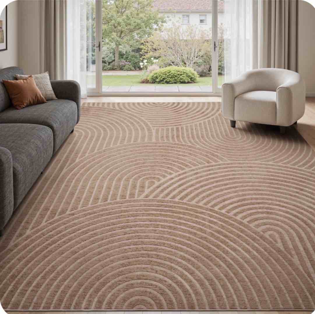 SIXHOME 8 x10 Rugs for Living Room Washable Bedroom Rug Jacquard Textured Boho Area Rug Modern Geometric Soft Carpet Non Slip Indoor Rugs for Dining Room Home Office Neutral Camel Brown