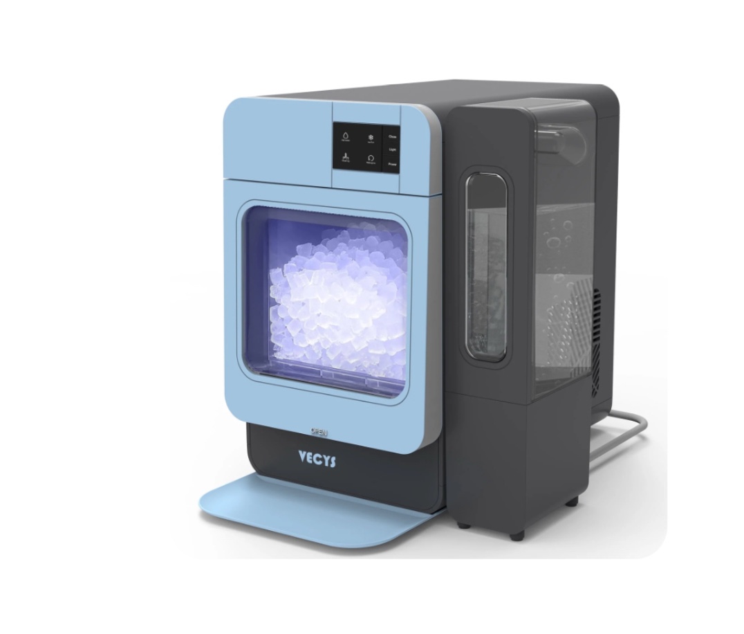 VECYS Nugget Ice Maker W/ Side Water Tank  44LBS/Day Self-Cleaning  Blue