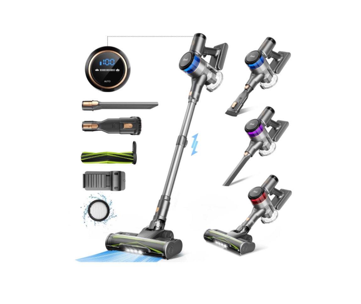 INSE Cordless Vacuum with 400W Brushless Motor  Stick Vac Cleaner for Pet Hair Hardwood Floor Carpet