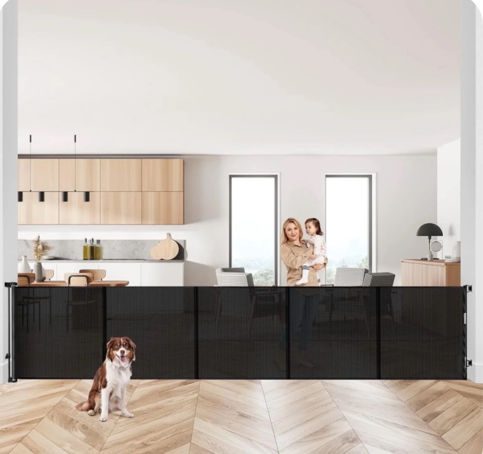 Retractable Baby Gate  HDJ 120inch Extra Wide Baby Safety Gate for Stairs Doorways Dog Gate Pet Gate for Indoor and Outdoor Black