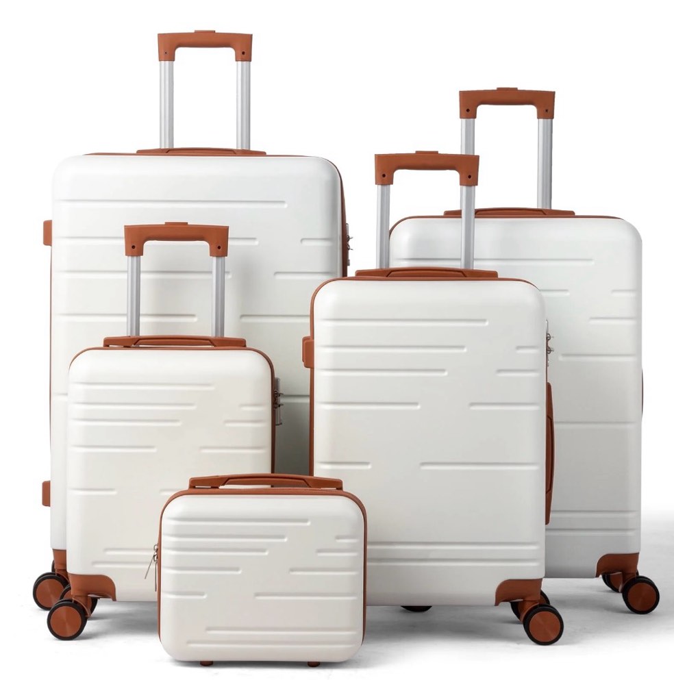 Zimtown Luggage Sets 5 Piece Hardside Expandable Suitcases with Spinner Wheels and TSA Lock, Beige