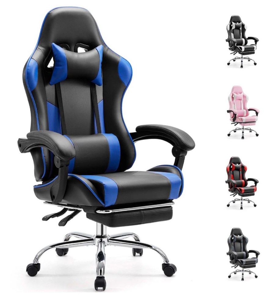 EDX Ergonomic Gaming Chair High Back Office Chair with Lumbar Support and Adjustable Armrests Swivel Racing Chair, Black and Blue