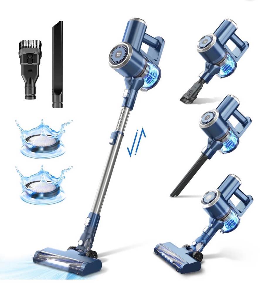 prettycare cordless stick vacuum cleaner lightweight upright for carpet hard floor pet hair w200